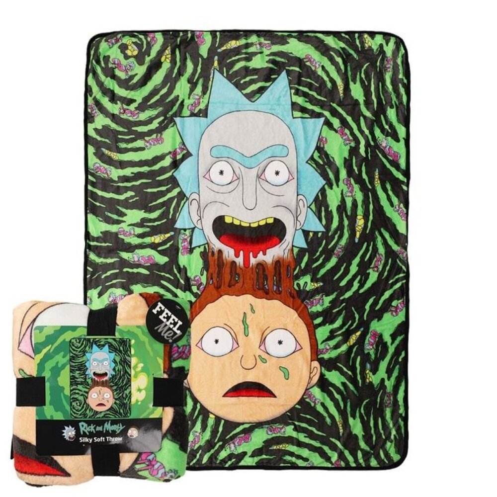 New Rick & And Morty Plush Throw Gift Blanket Adult Swim Cartoon Time Portal NIP - Picture 2 of 3